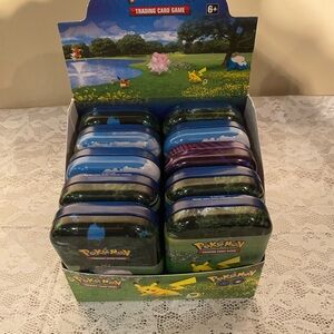 Pokemon TCG Empty Tins (10 total) with original box (No Cards)